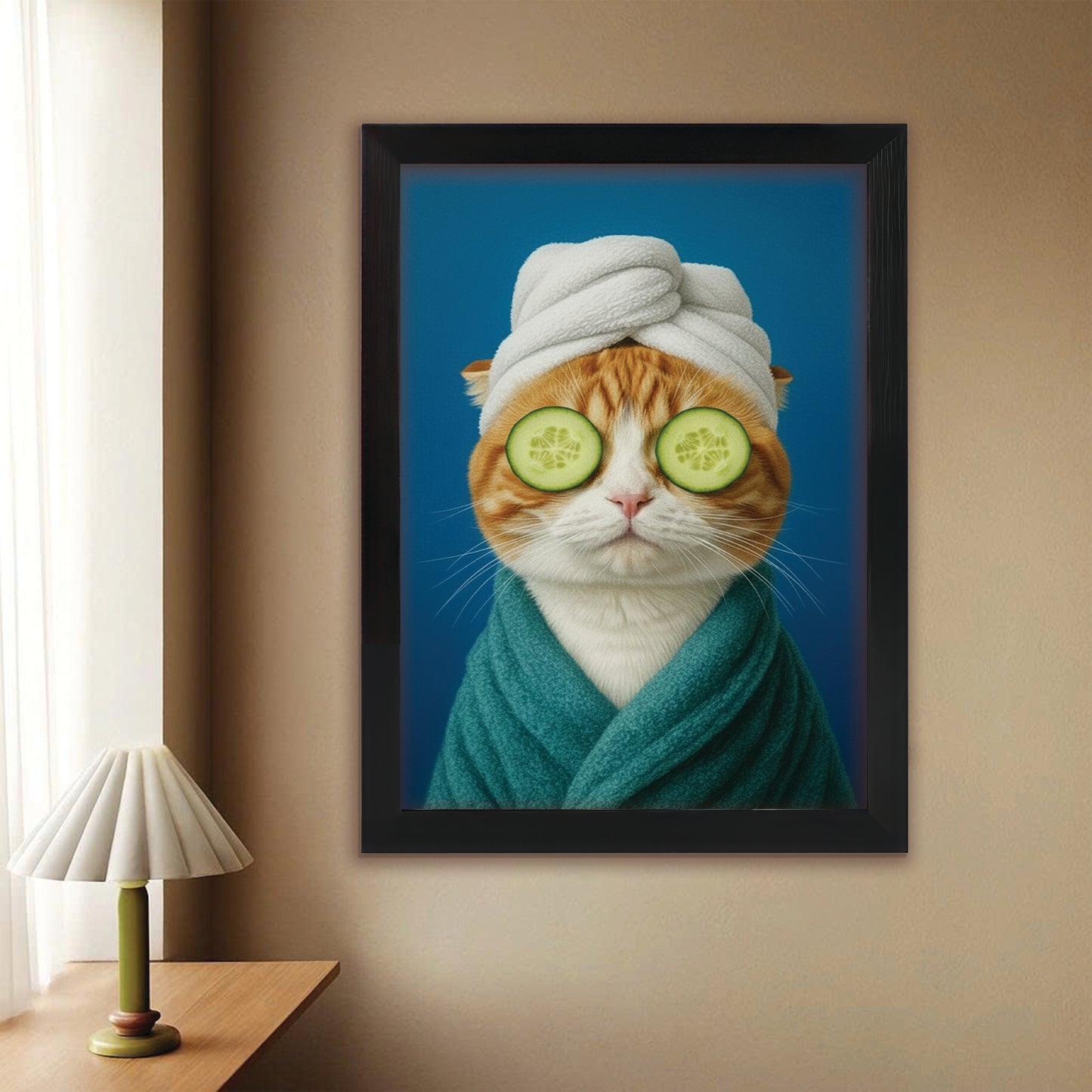 Custom Photo Cat Bathroom Style 21 Canvas Framed Wall Art Gift For Cat Lovers