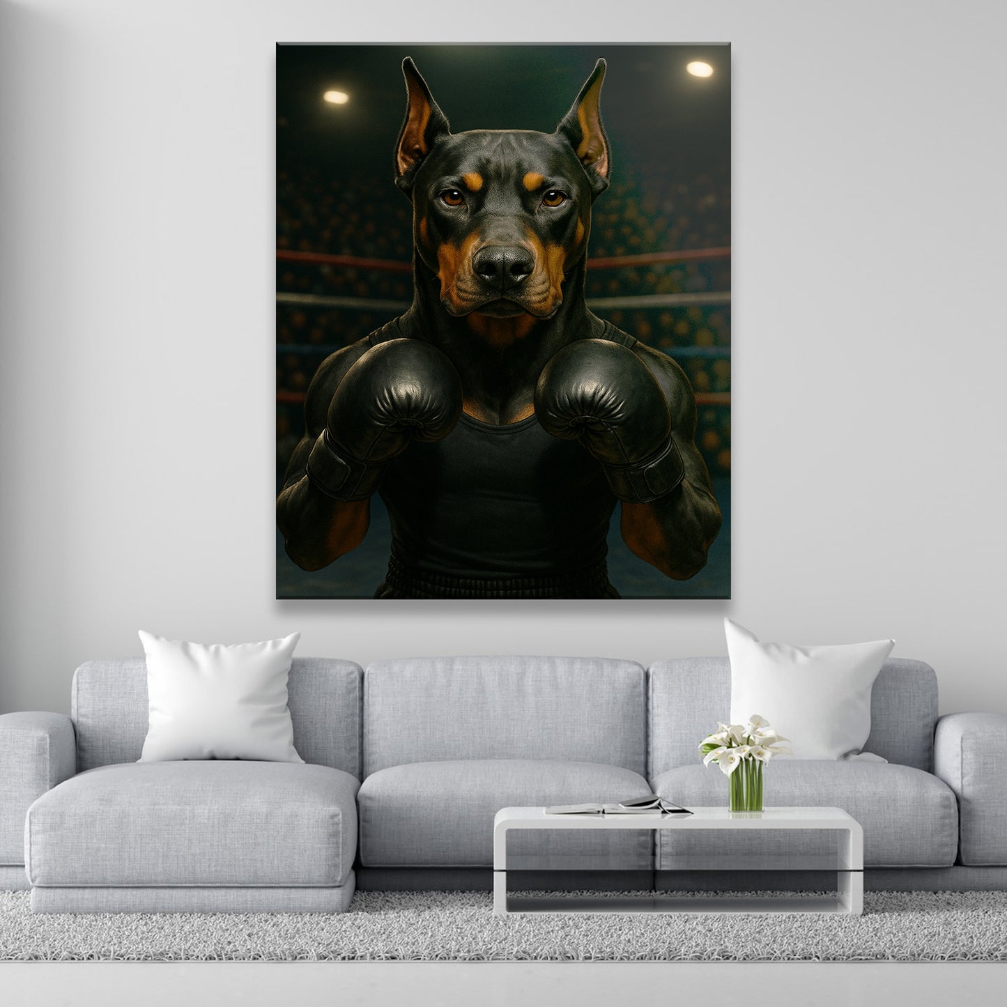 Custom Photo Boxing Dog Canvas Gift For Dog Lovers