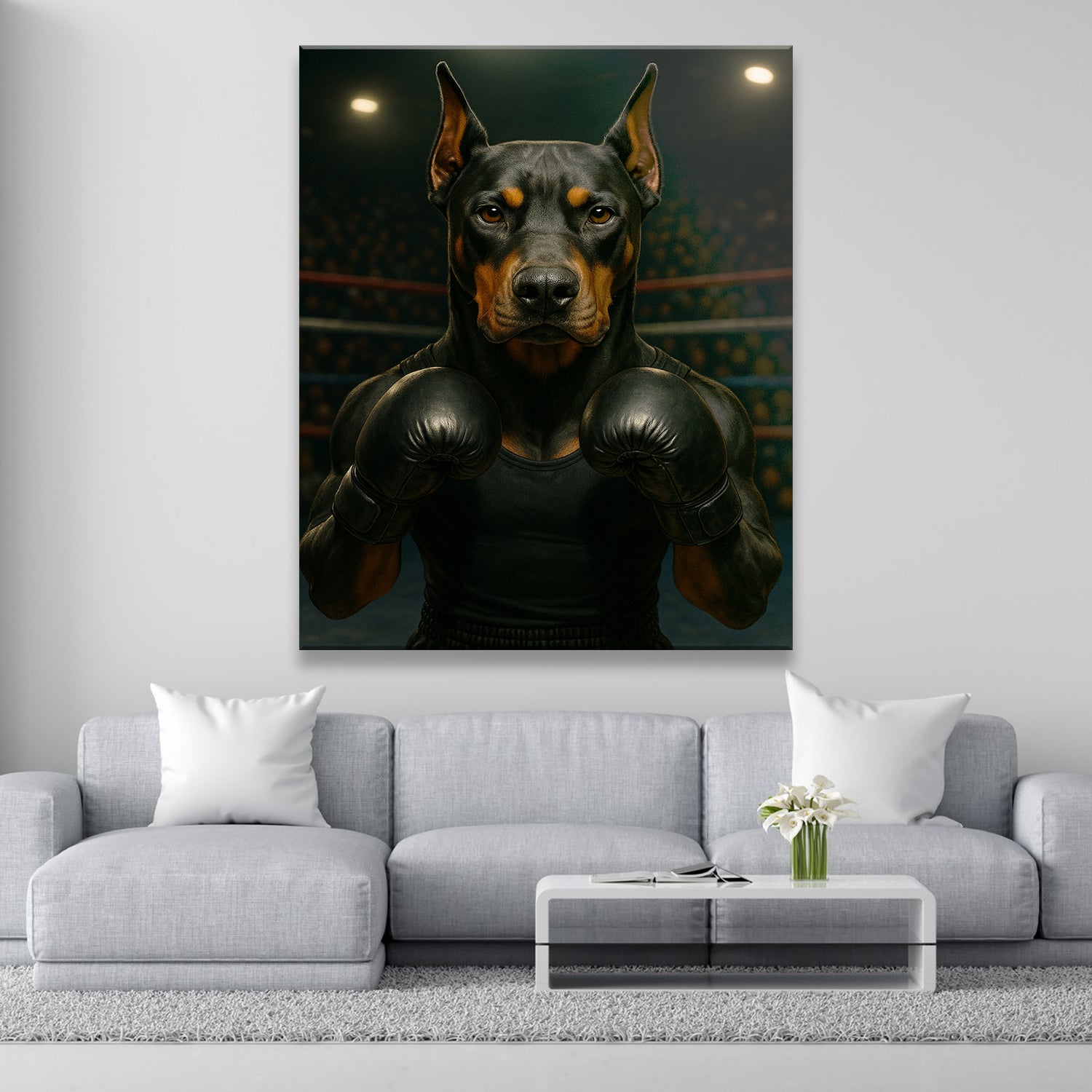 Custom Photo Boxing Dog Canvas Gift For Dog Lovers