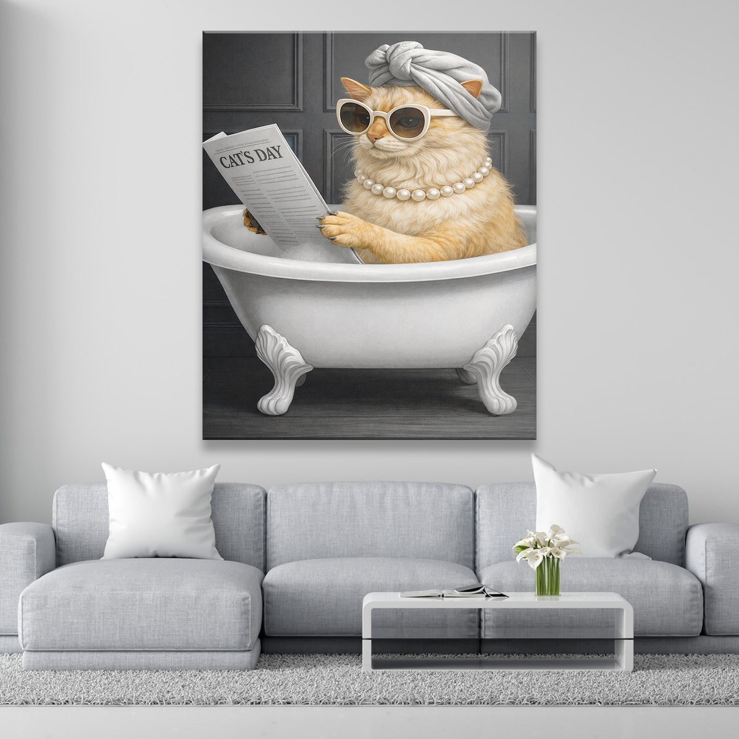 Custom Photo Cat Bathroom Style 9 Canvas Gift For Cat Lovers