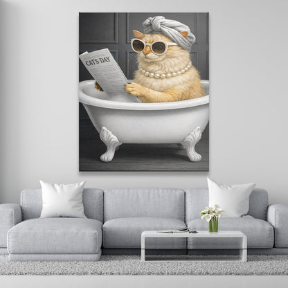 Custom Photo Cat Bathroom Style 9 Canvas Gift For Cat Lovers