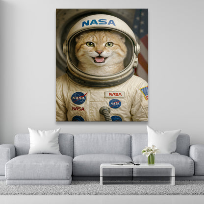 Custom Photo Astronaut Cat Canvas Gift For Cat Lovers