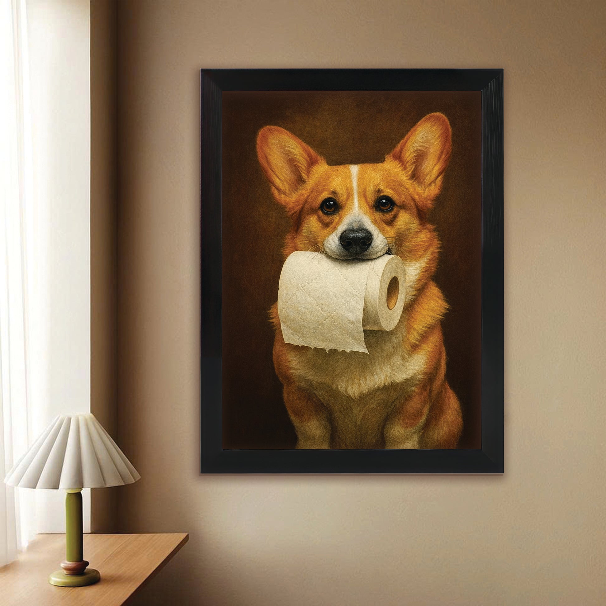 Custom Photo Dog Bathroom Style 18 Canvas Framed Wall Art Gift For Dog Lovers
