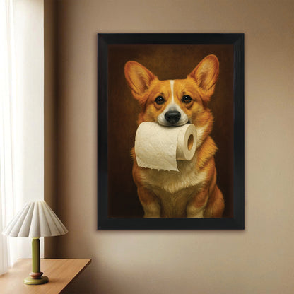 Custom Photo Dog Bathroom Style 18 Canvas Framed Wall Art Gift For Dog Lovers
