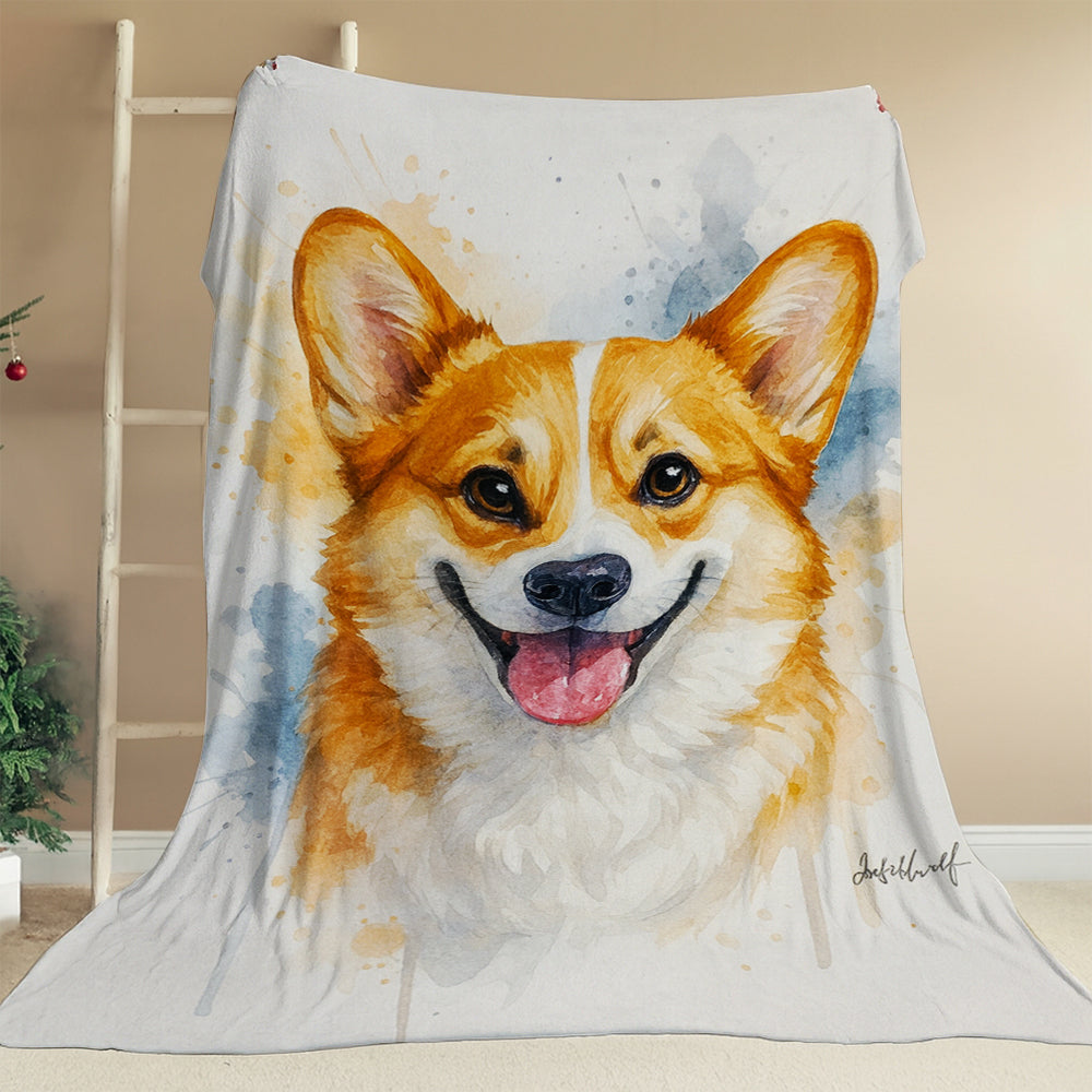 Custom Photo Dog Watercolor Artwork Blanket Gift For Dog Lover