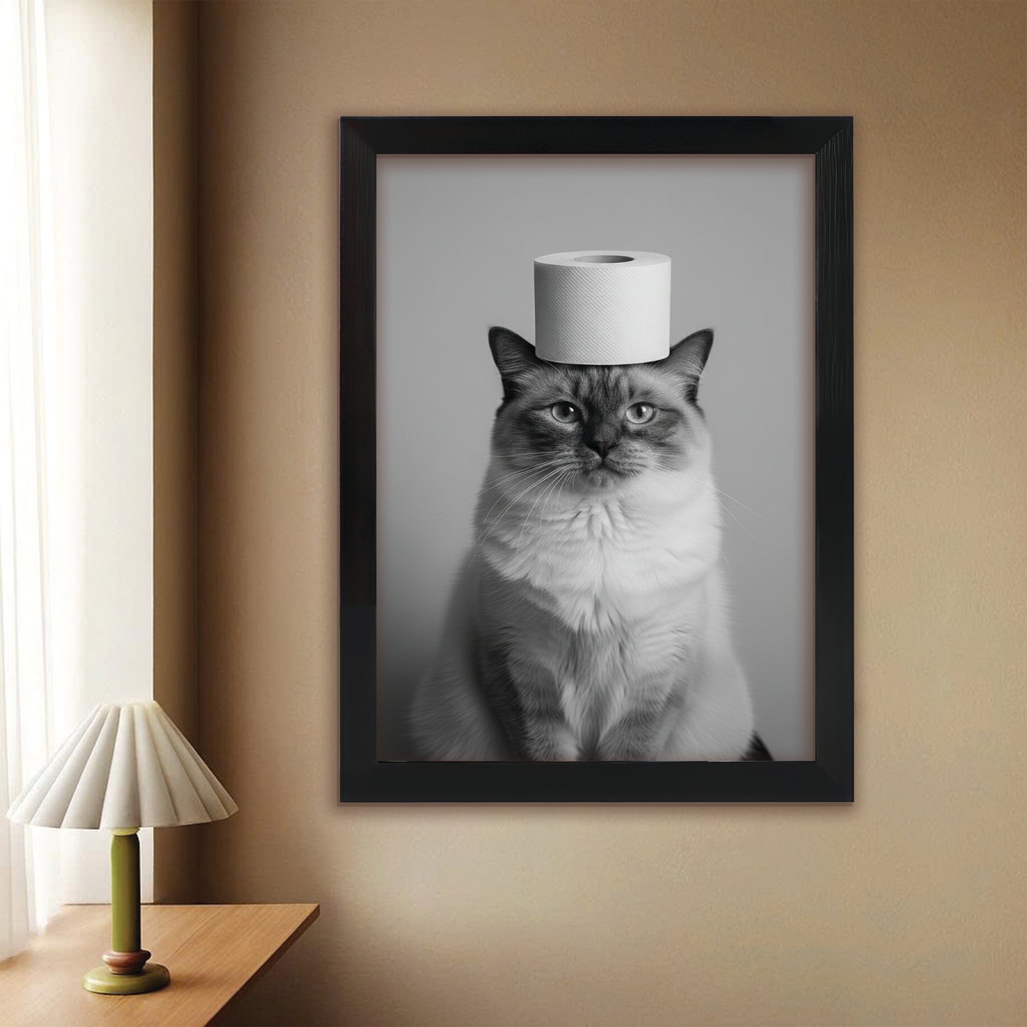 Custom Photo Cat Bathroom Style 11 Canvas Framed Wall Art Gift For Cat Lovers
