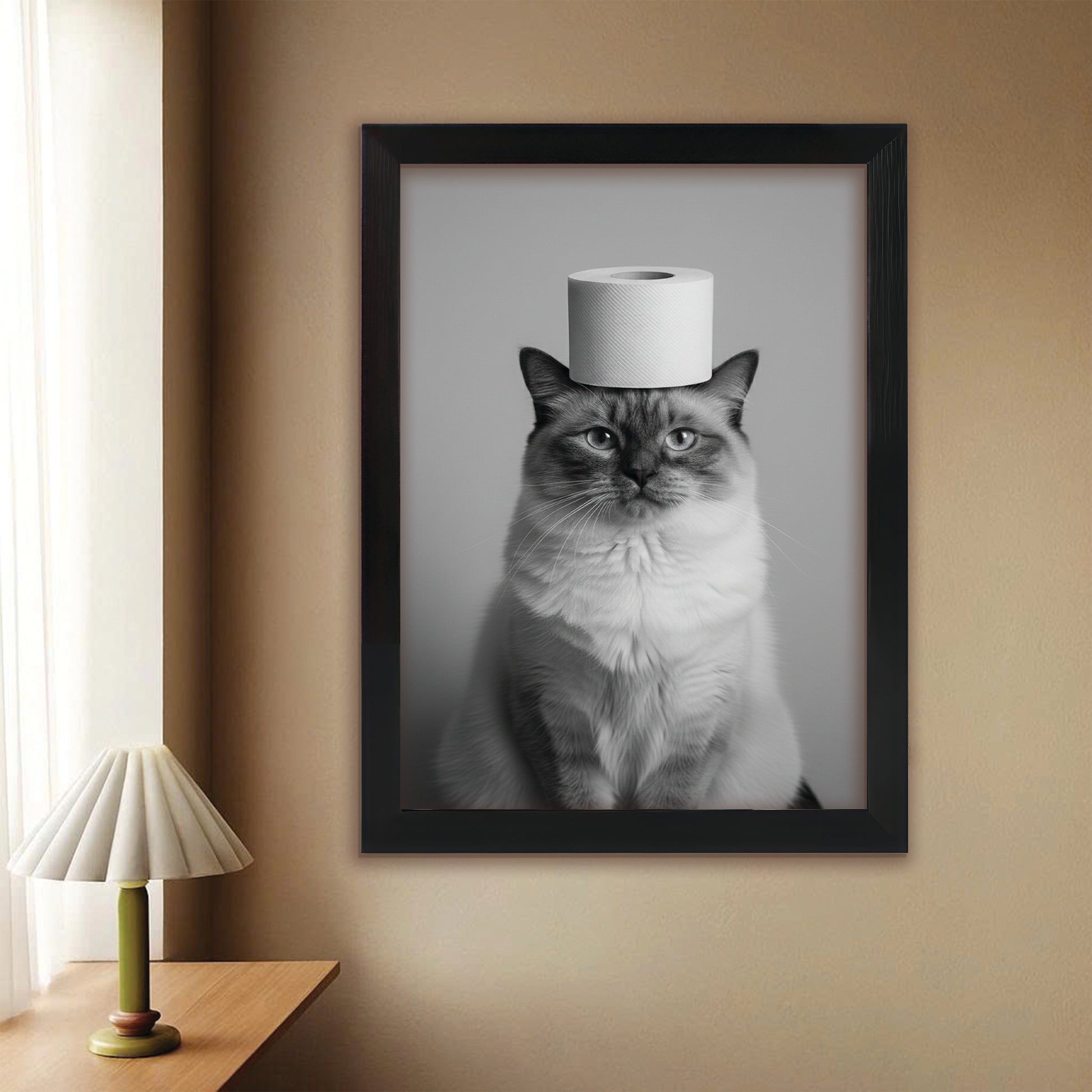 Custom Photo Cat Bathroom Style 11 Canvas Framed Wall Art Gift For Cat Lovers