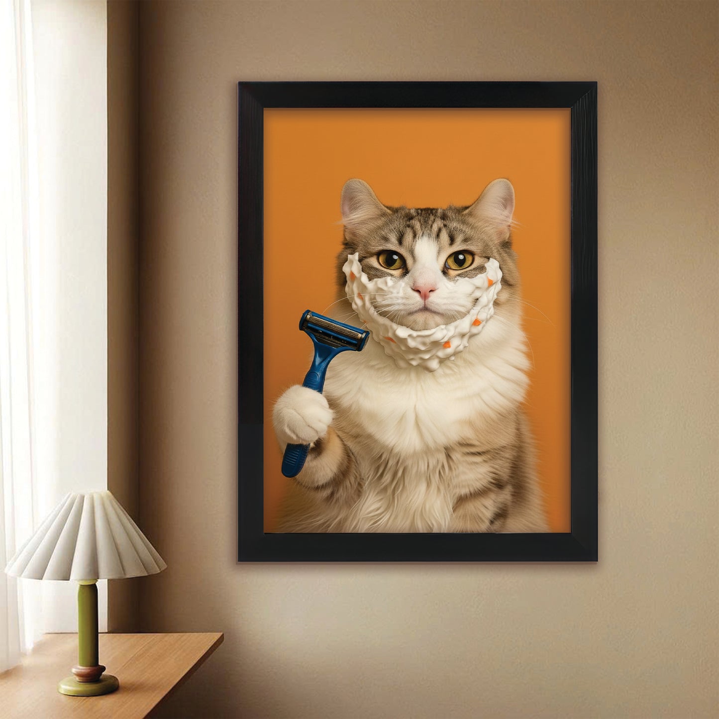 Custom Photo Cat Bathroom Style 36 Canvas Framed Wall Art Gift For Cat Lovers