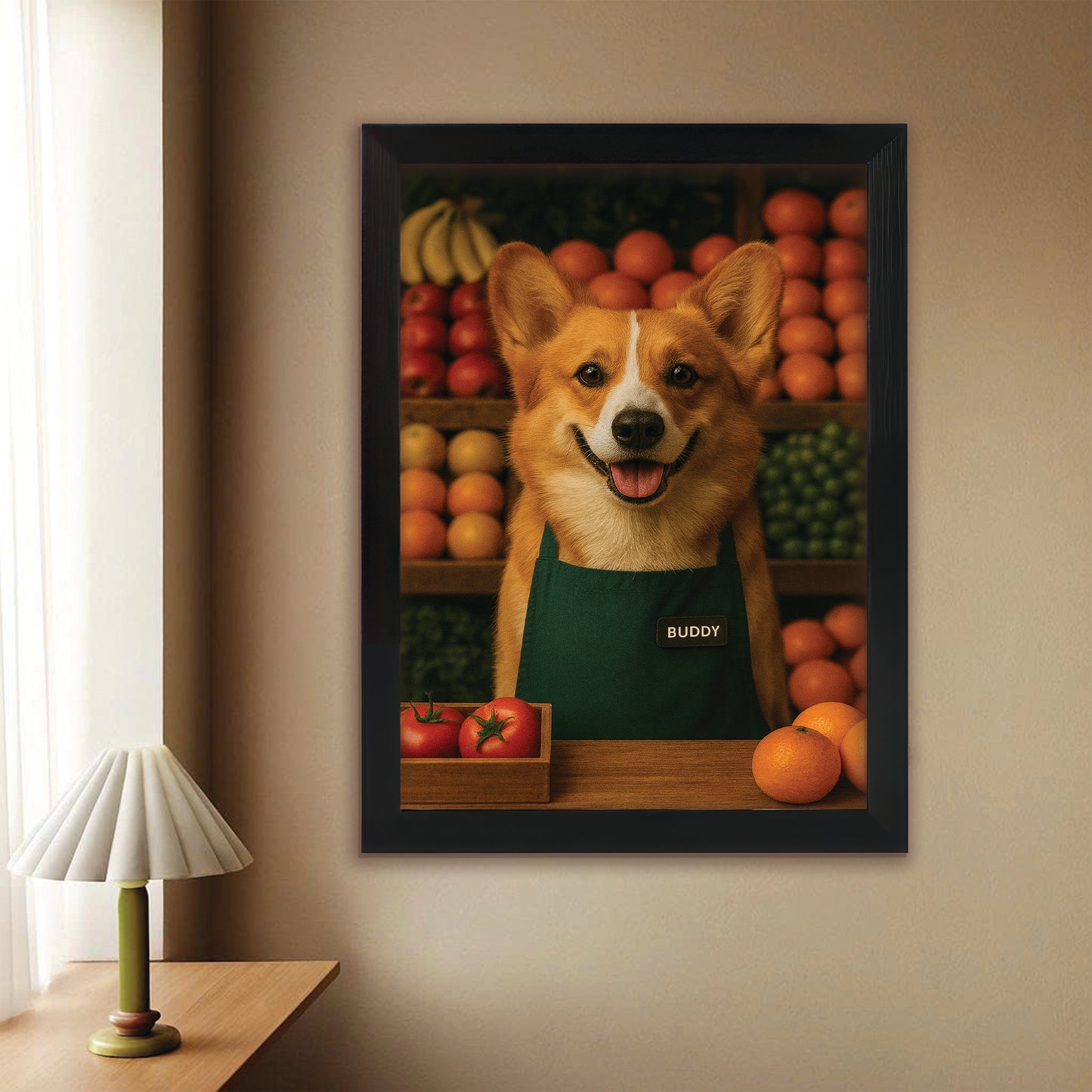 Custom Photo Grocer Store Dog Canvas Framed Wall Art Gift For Dog Lovers