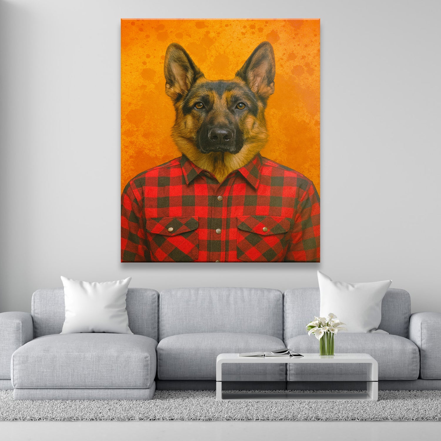 Custom Photo Dog In Red Shirt Canvas Gift For Dog Lovers