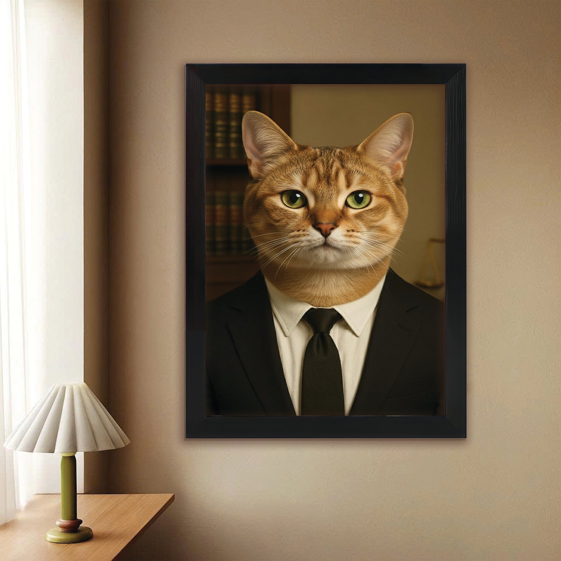 Custom Photo Lawyer Cat Canvas Framed Wall Art  Gift For Cat Lovers