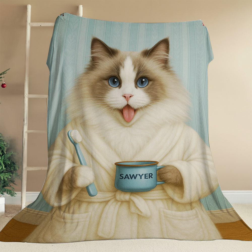 Custom Photo Cat Bathroom Blanket Cat Gifts Lovers