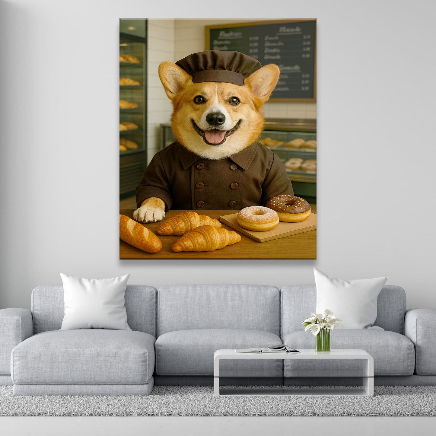 Custom Photo Baker Corgi Dog Canvas Gift For Dog Lovers