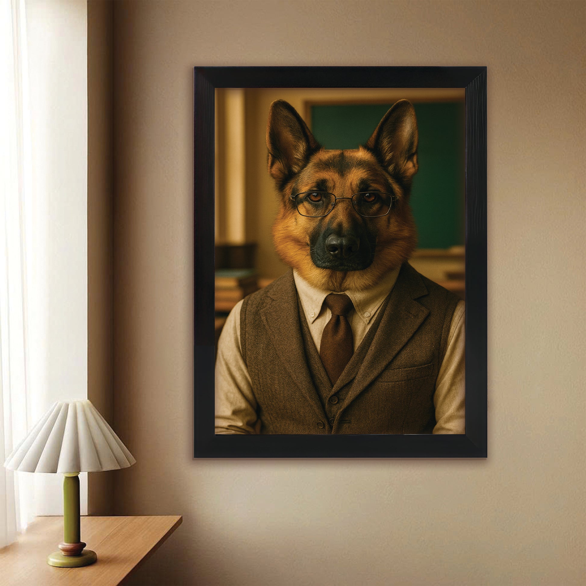 Custom Photo Professor Teacher Dog Canvas Framed Wall Art Gift For Dog Lovers