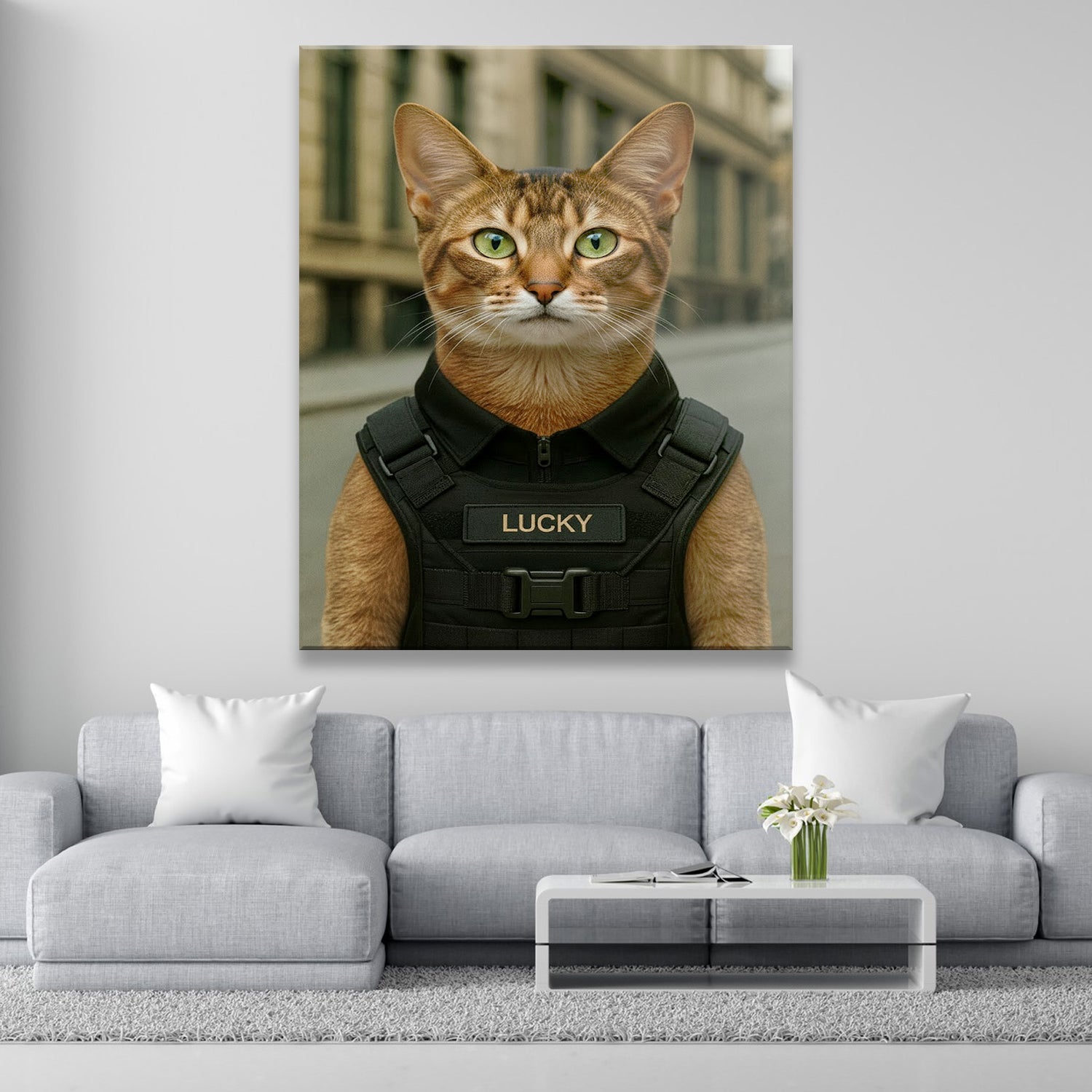 Custom Photo Tactical Cat Canvas Gift For Cat Lovers