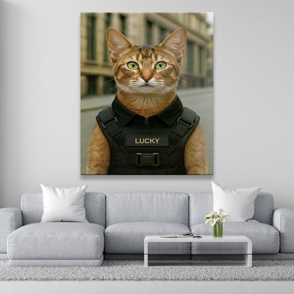 Custom Photo Tactical Cat Canvas Gift For Cat Lovers