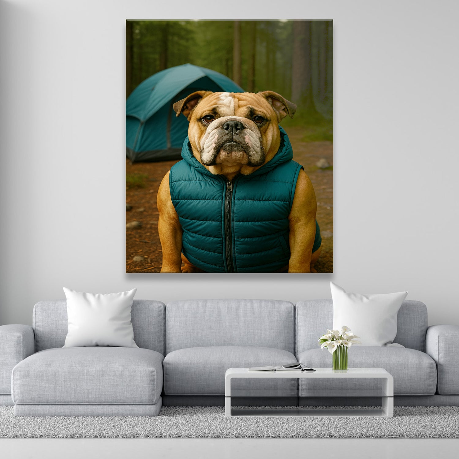 Custom Photo Dog Camping Canvas Gift For Dog Lovers