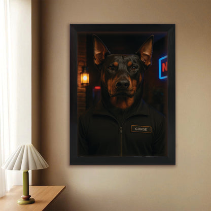 Custom Photo Bouncer Night Club Security Dog Canvas Framed Wall Art Gift For Dog Lovers