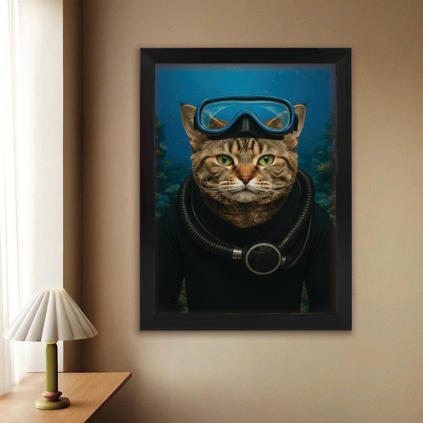 Custom Photo Scuba Diving Cat Gift For Cat Lovers