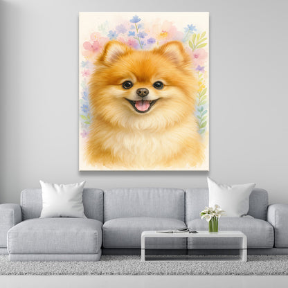 Custom Photo Dog Floral Watercolor Art