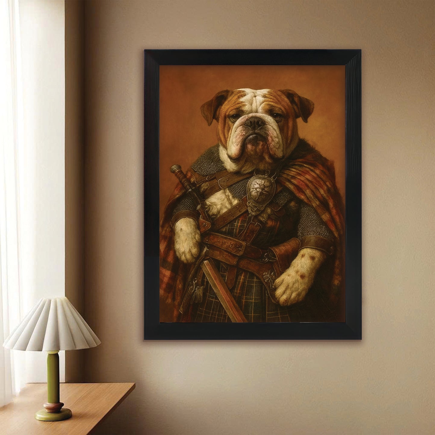 Custom Photo Royal Knight Dog Canvas Framed Wall Art Gift For Dog Lovers