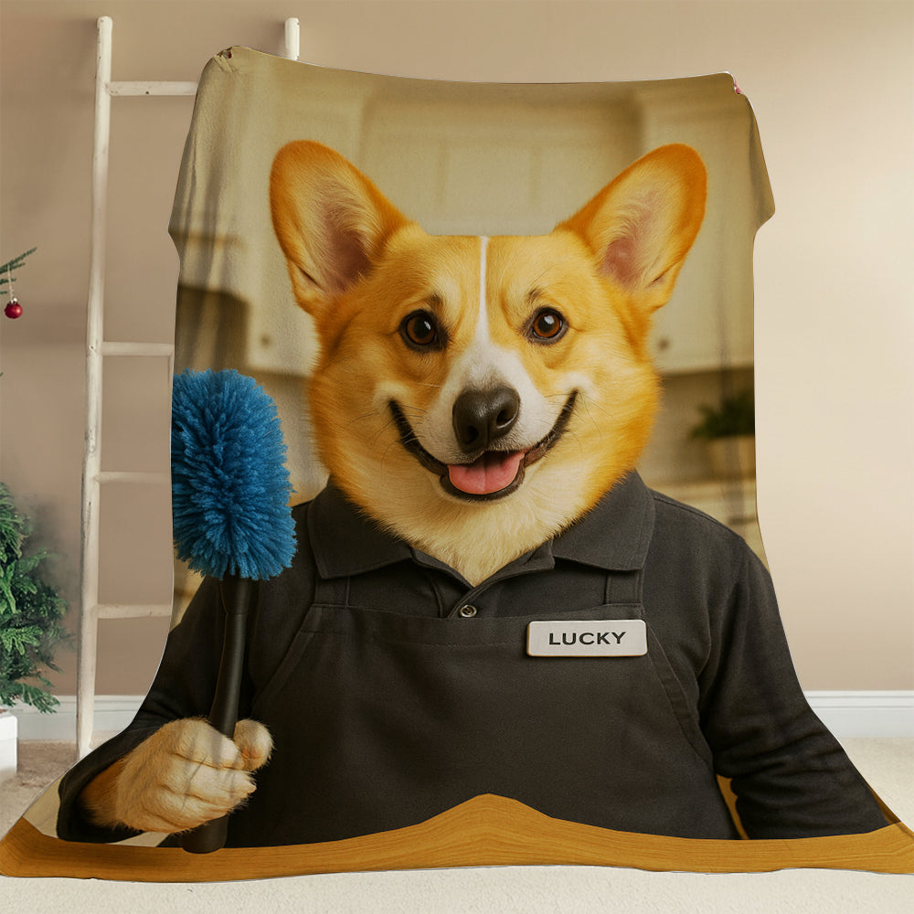 Custom Photo Housekeeper Dog BlanketGift For Dog Lovers