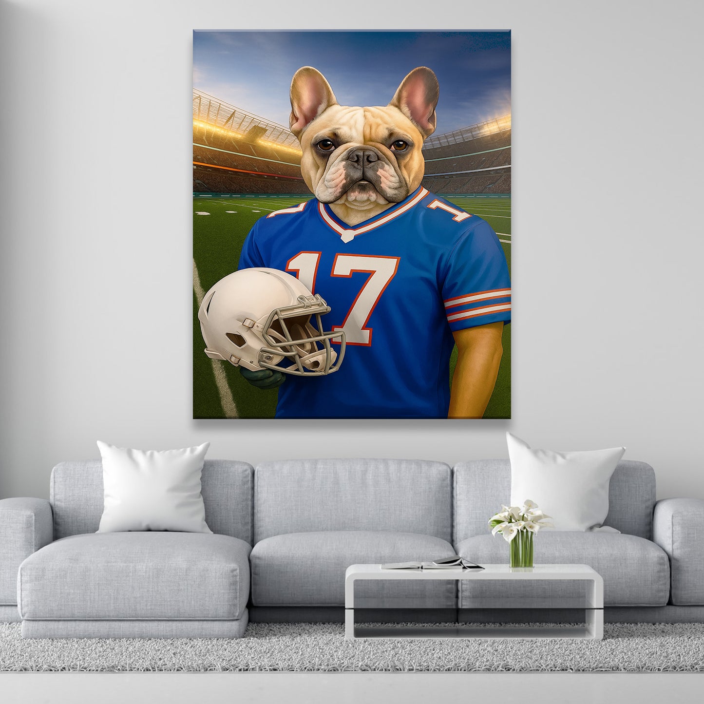 Custom Dog Photo Football Style Canvas _ Gift For Dog Lovers