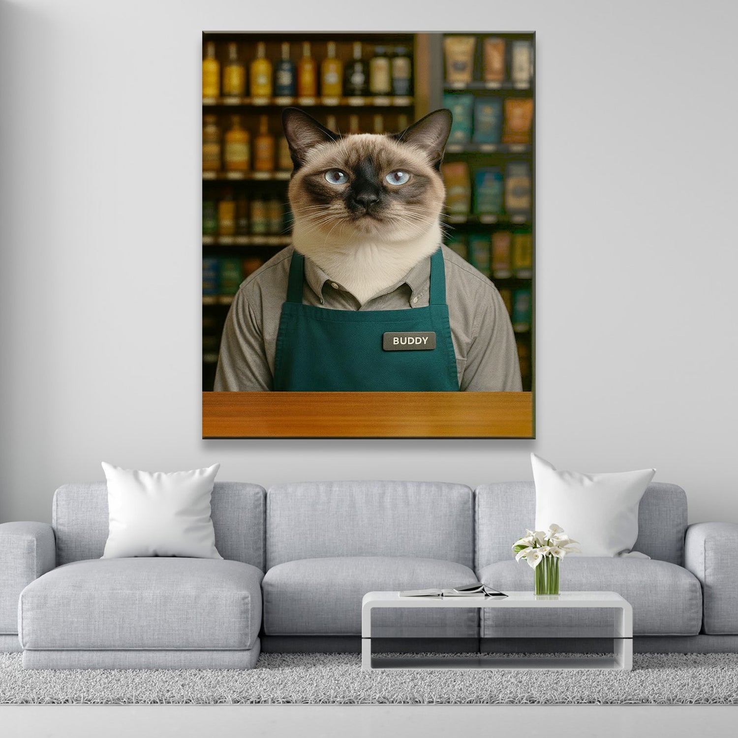 Custom Photo Shop Owner Cat Canvas Gift For Cat Lovers