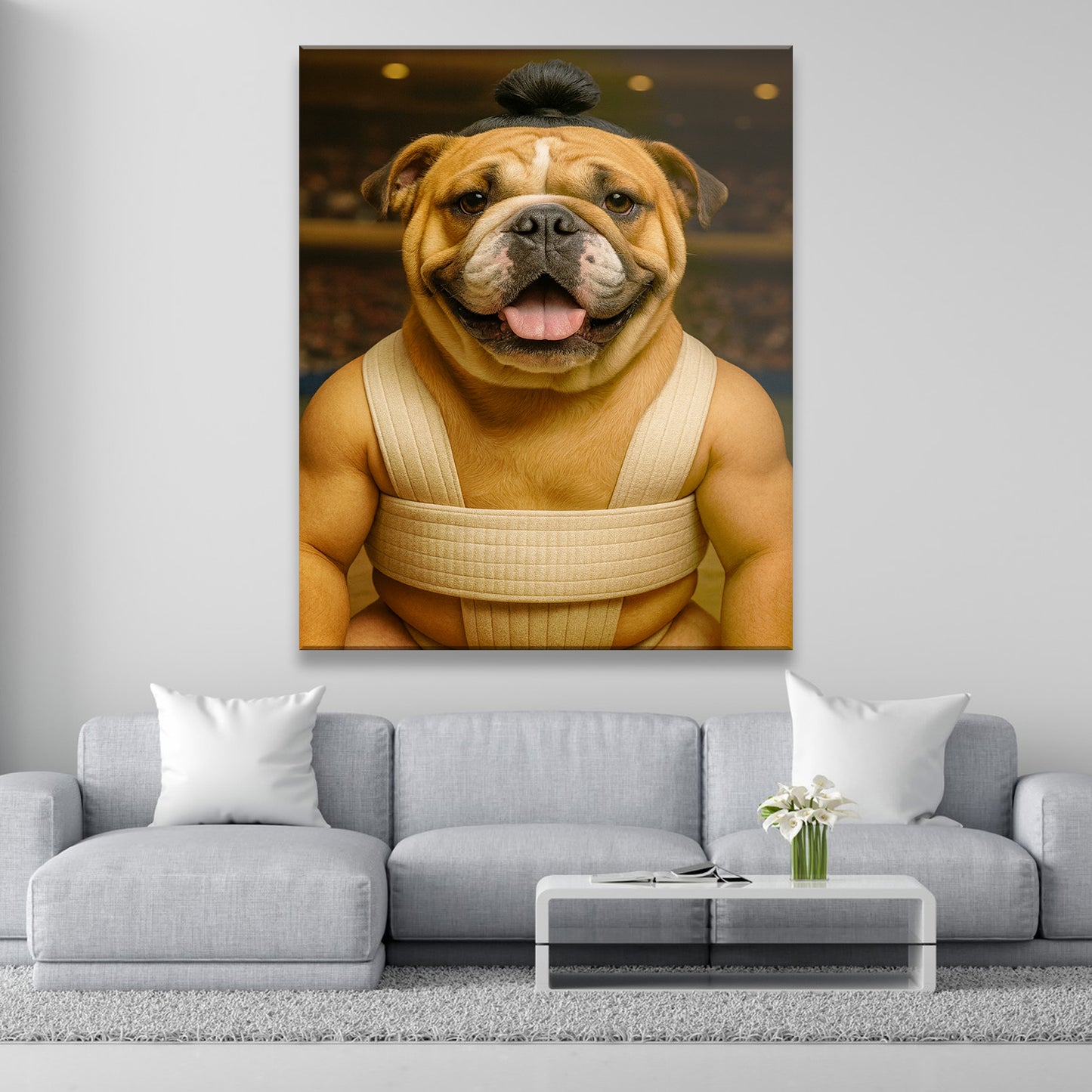 Custom Photo Sumo Dog Canvas Gift For Dog Lovers