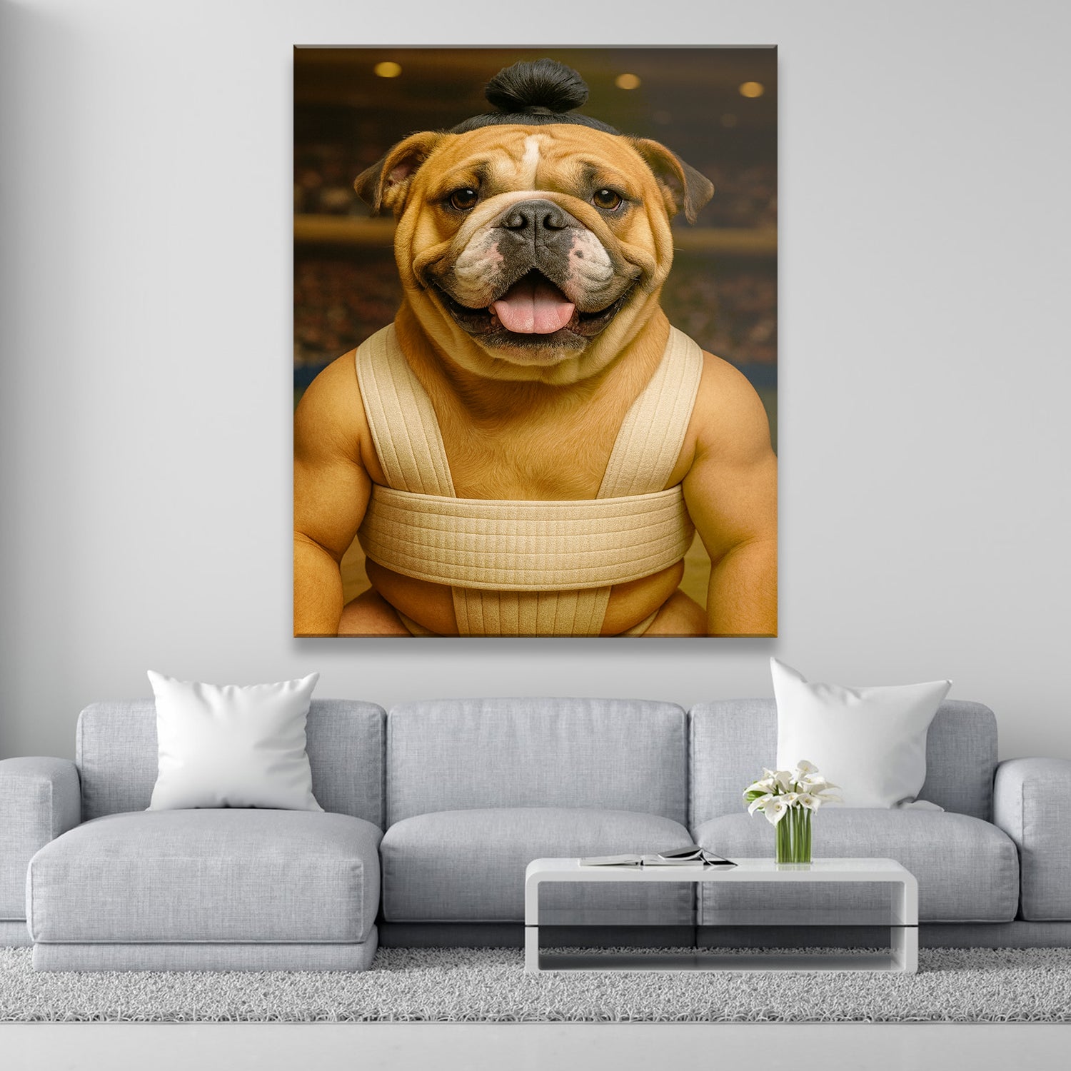 Custom Photo Sumo Dog Canvas Gift For Dog Lovers