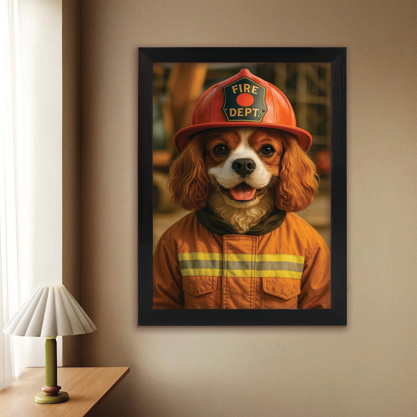 Custom Photo Construction Builder Canvas Framed Wall Art Gift For Dog Lovers