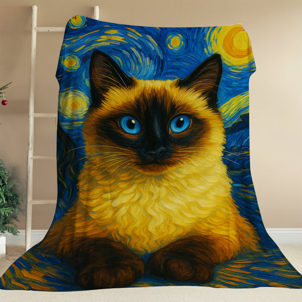 Custom Photo Cat Starry Night Blanket Wall Art