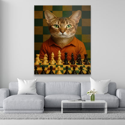 Custom Photo Chess Cat Canvas Gift For Cat Lovers