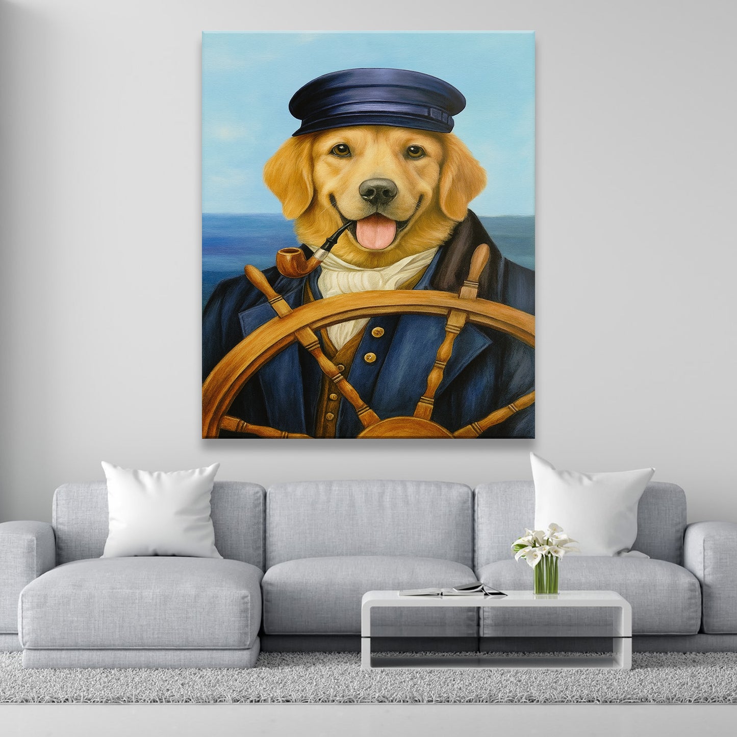Custom Photo Sailor Dog Canvas Gift For Dog Lovers