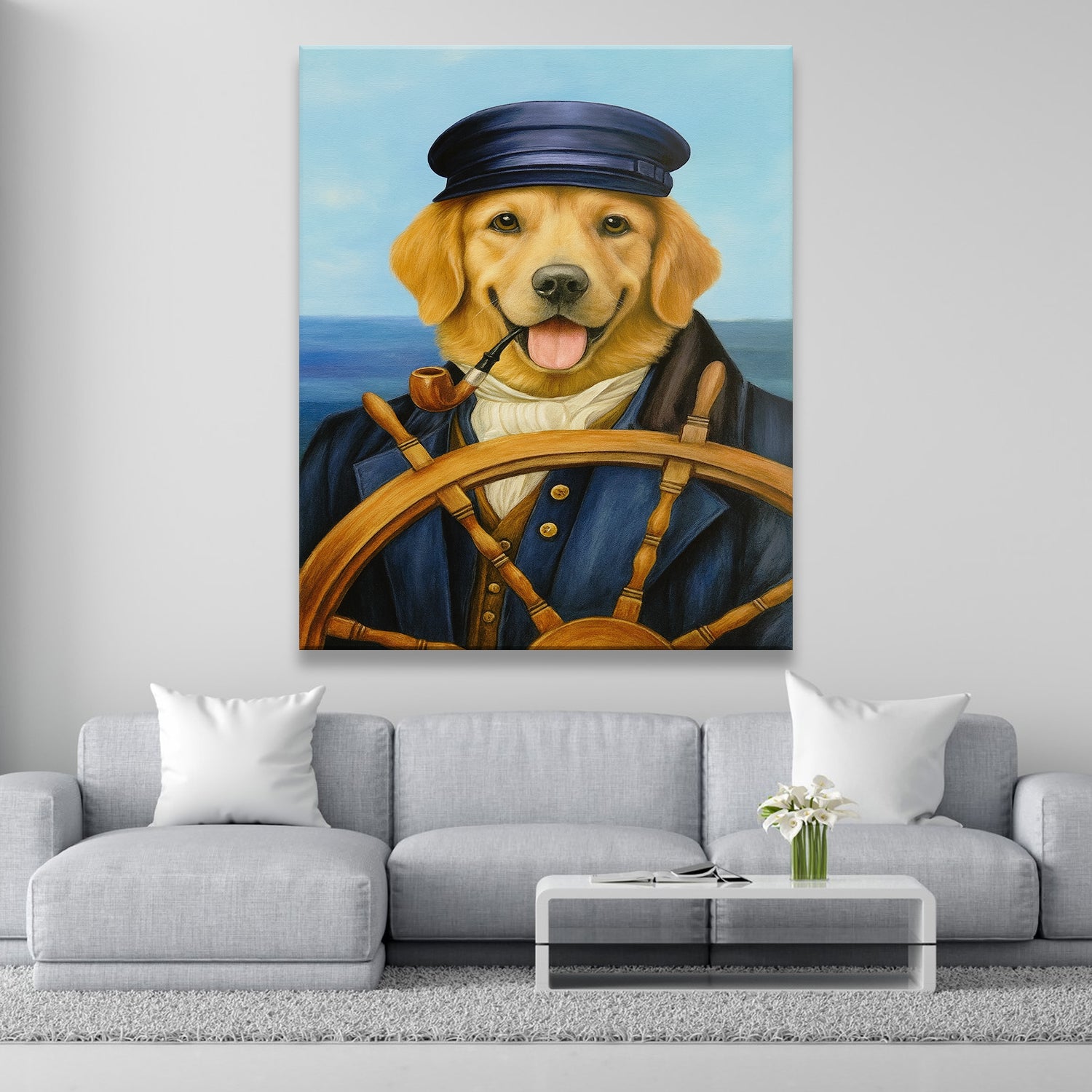 Custom Photo Sailor Dog Canvas Gift For Dog Lovers