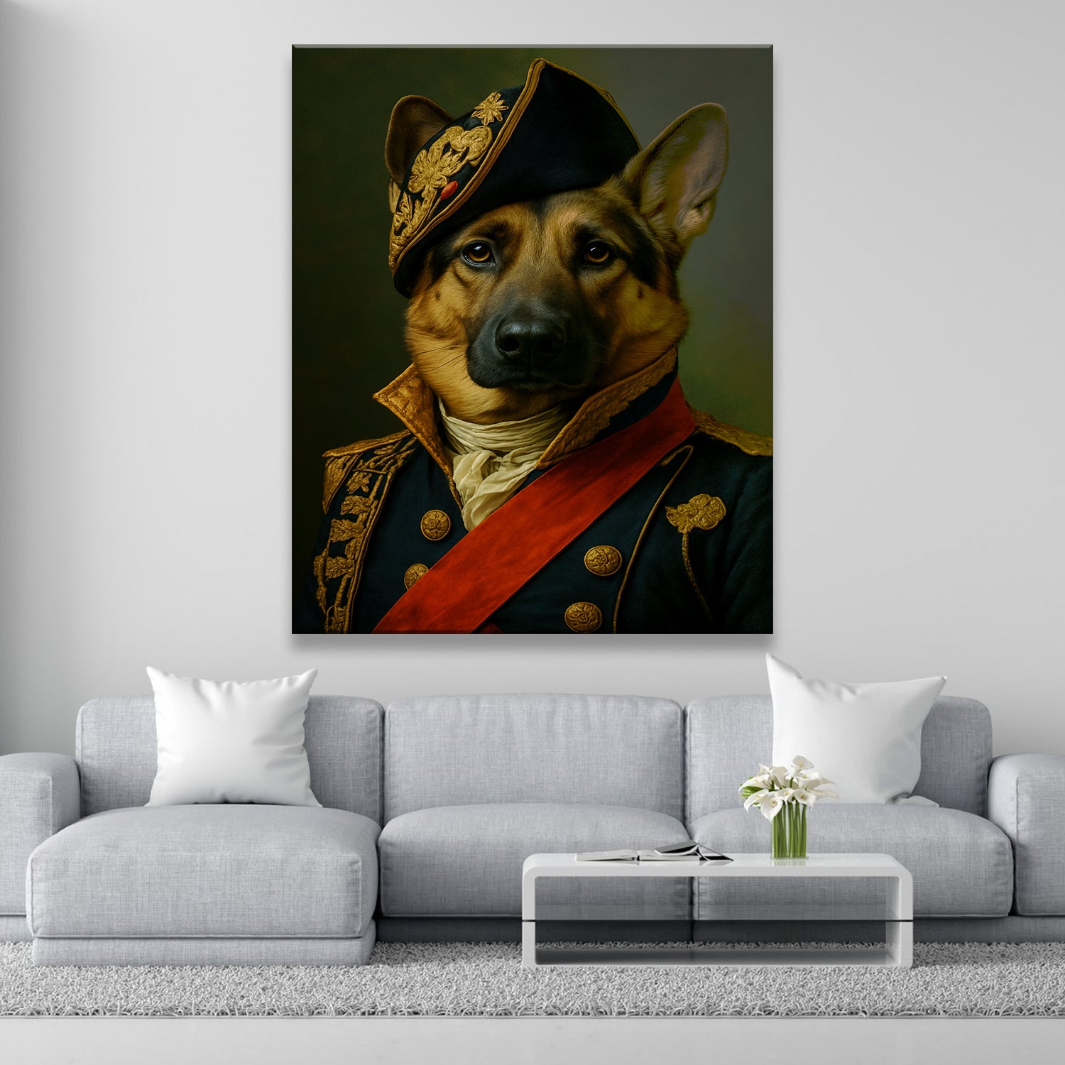 Custom Photo Portrait Royal Dog Canvas Gift For Dog Lovers
