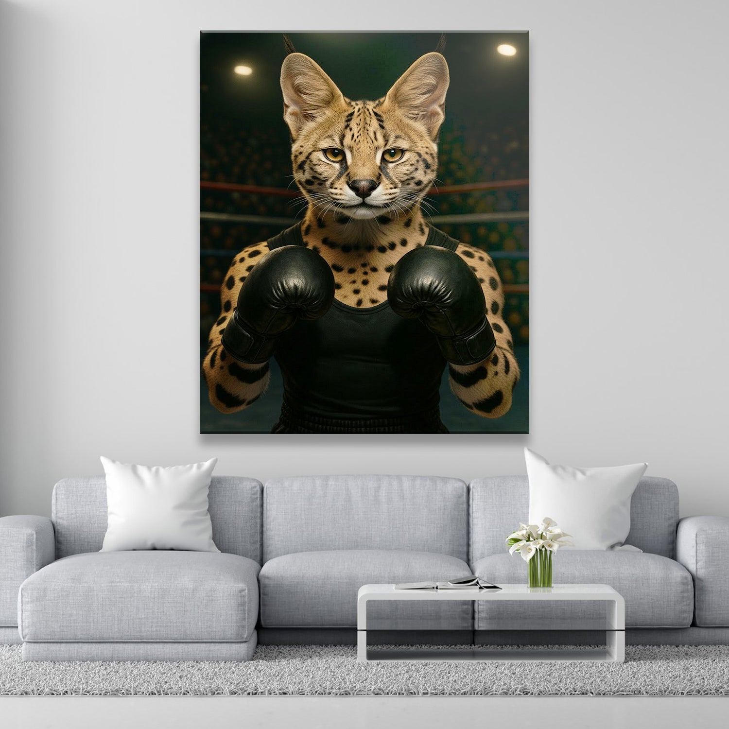Custom Photo Boxing Cat Canvas Gift For Cat Lovers