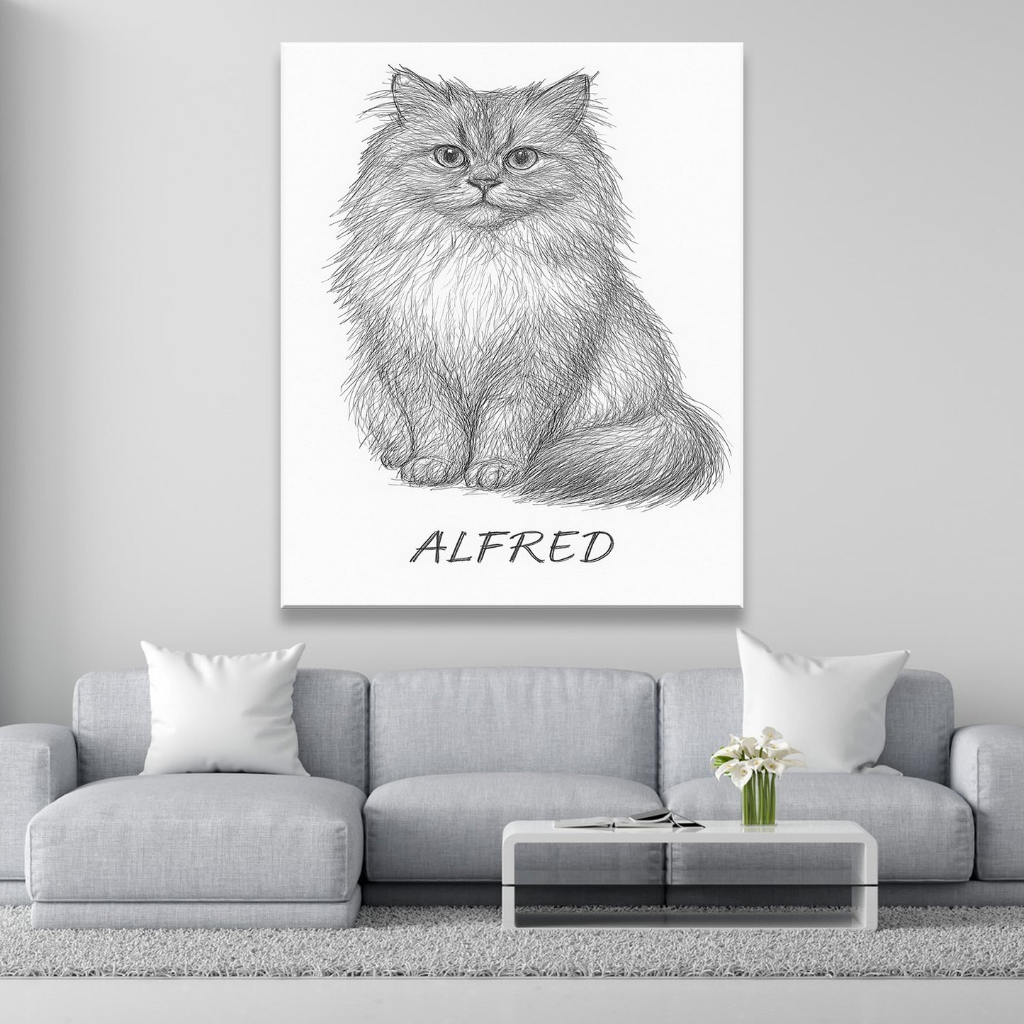 Custom Photo Cat Pencil Art