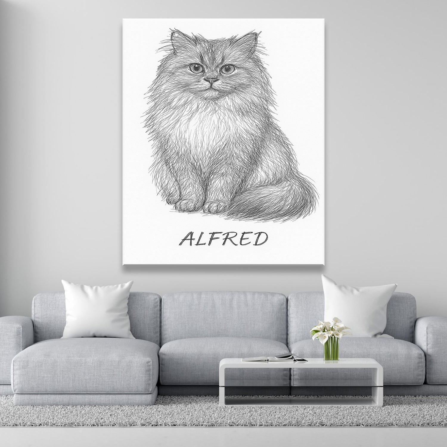 Custom Photo Cat Pencil Art
