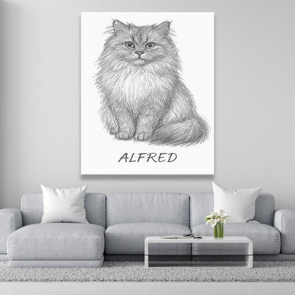 Custom Photo Cat Pencil Art