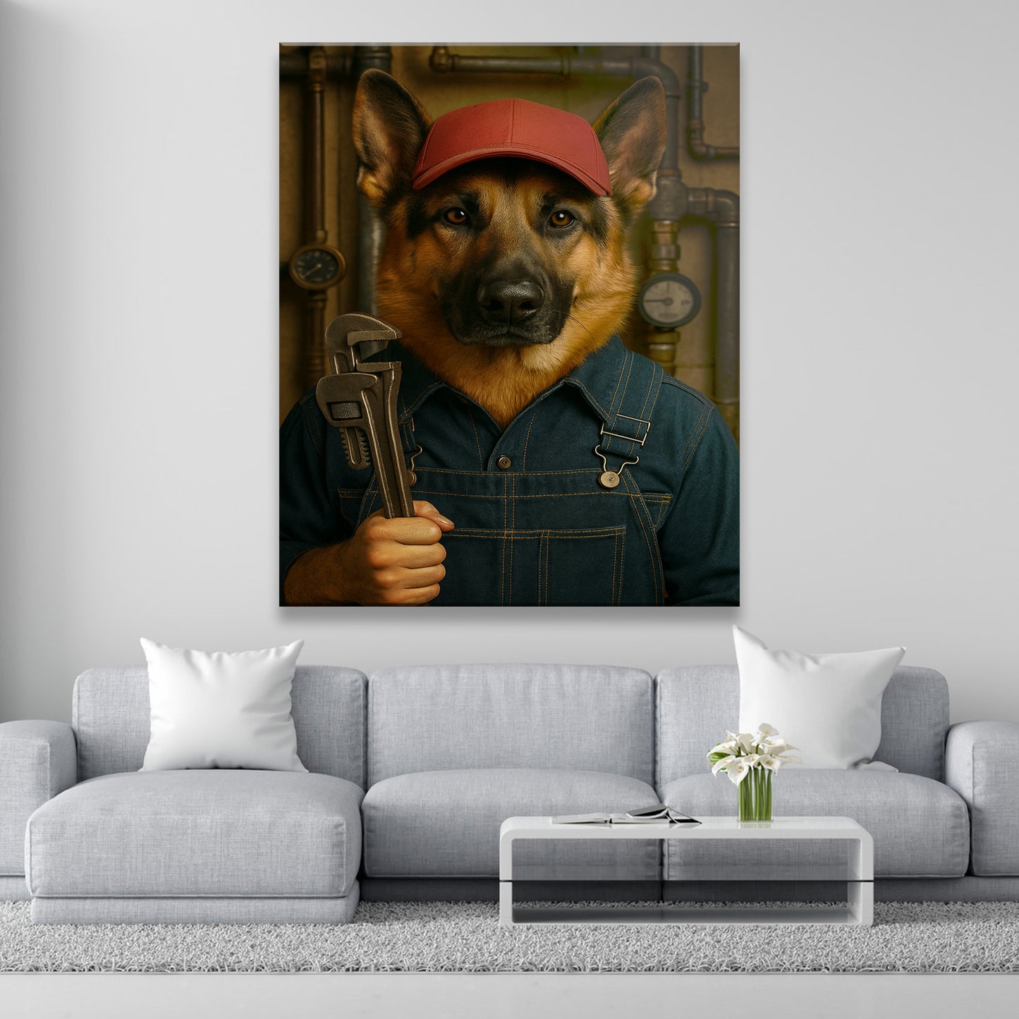 Custom Photo Plumber Dog Canvas Gift For Dog Lovers