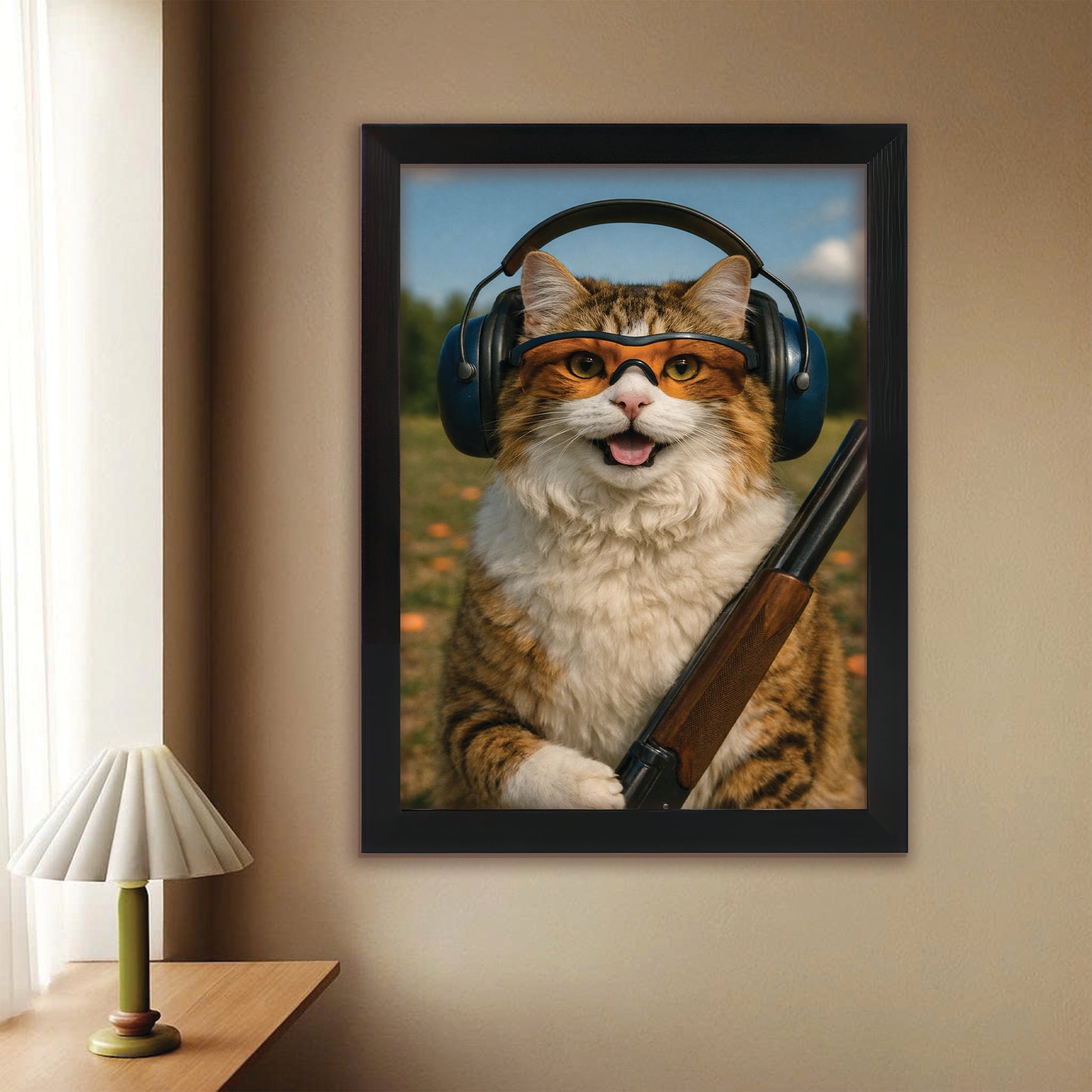 Custom Photo Lacrosse Cat Canvas Framed Wall Art  Gift For Cat Lovers