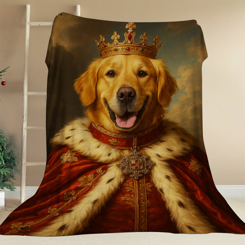 Custom Photo Dog Royal Pet King Portrait Blanket Gift For Dog Lover