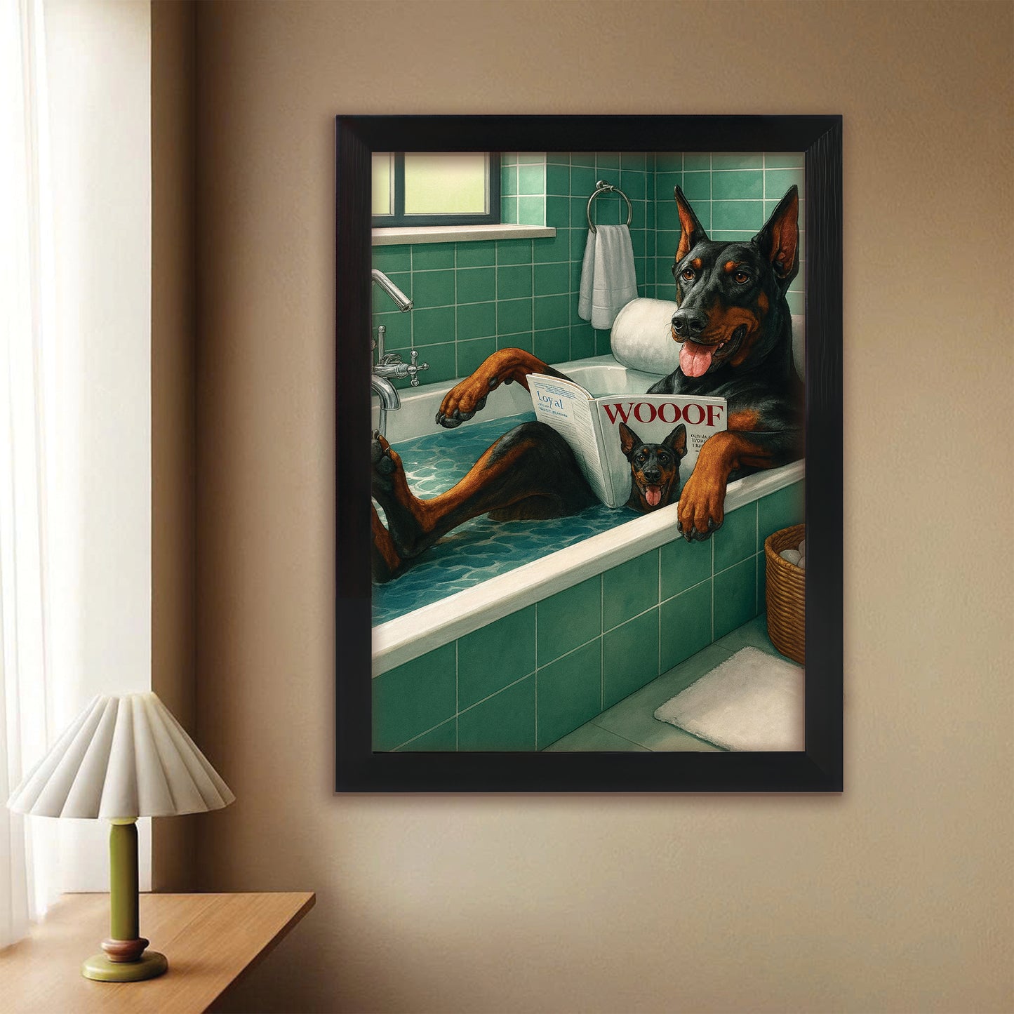 Custom Photo Dog Bathroom Style 22 Canvas Framed Wall Art Gift For Dog Lovers