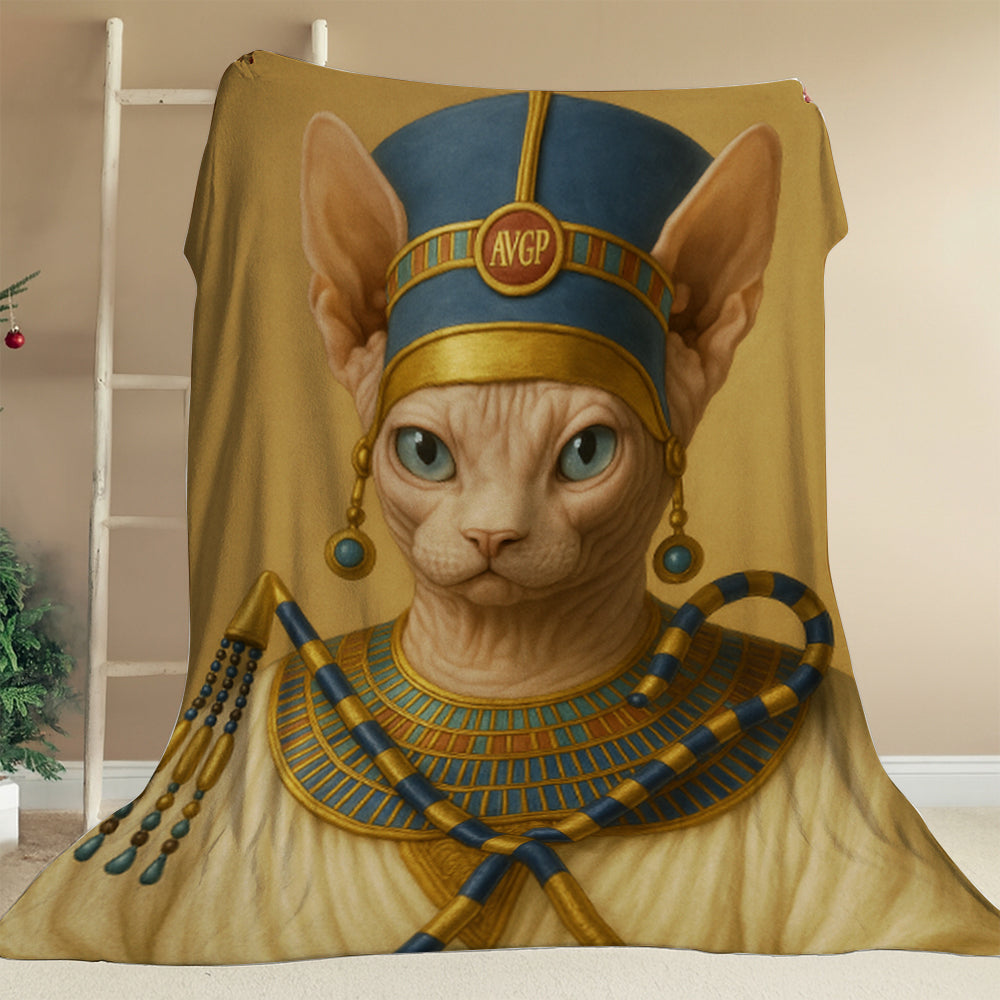 Custom Photo Egyptian Queen Cat Blanket Gift For Cat Lover