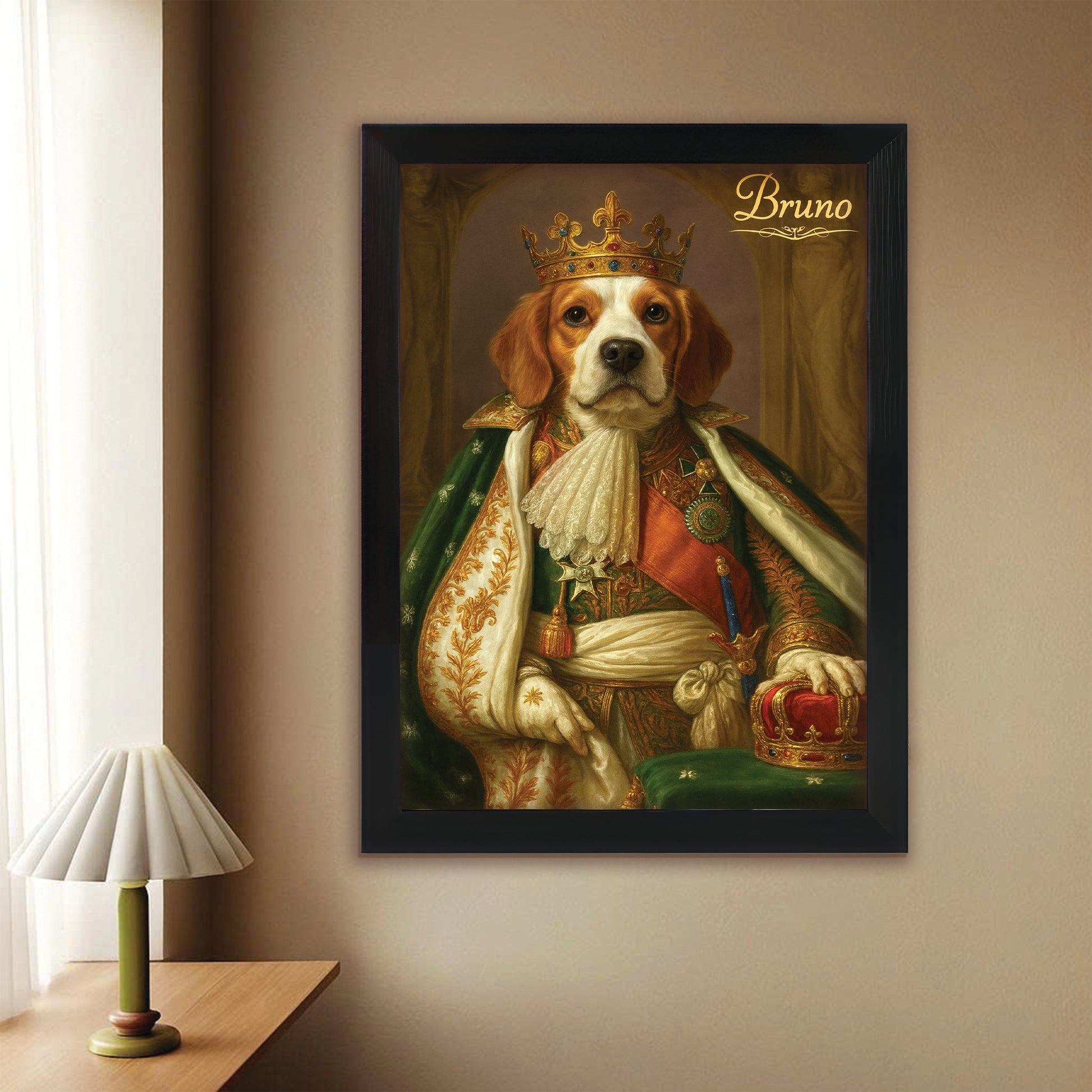 Custom Photo Napoleon Dog Canvas Framed Wall Art Gift For Dog Lovers