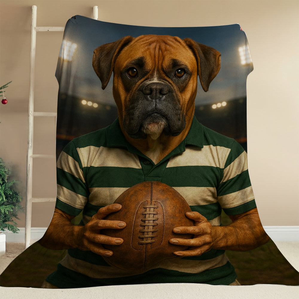 Custom Photo Rugby Player Dog BlanketGift For Dog Lover
