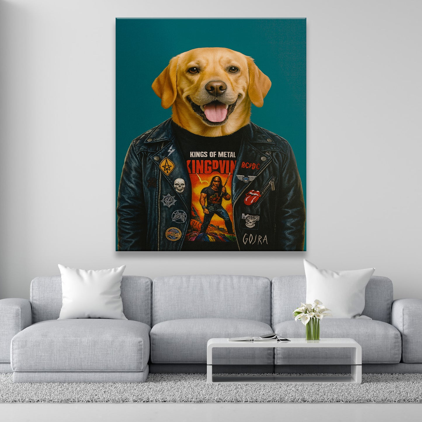 Custom Photo Dog Rock n Roll Canvas