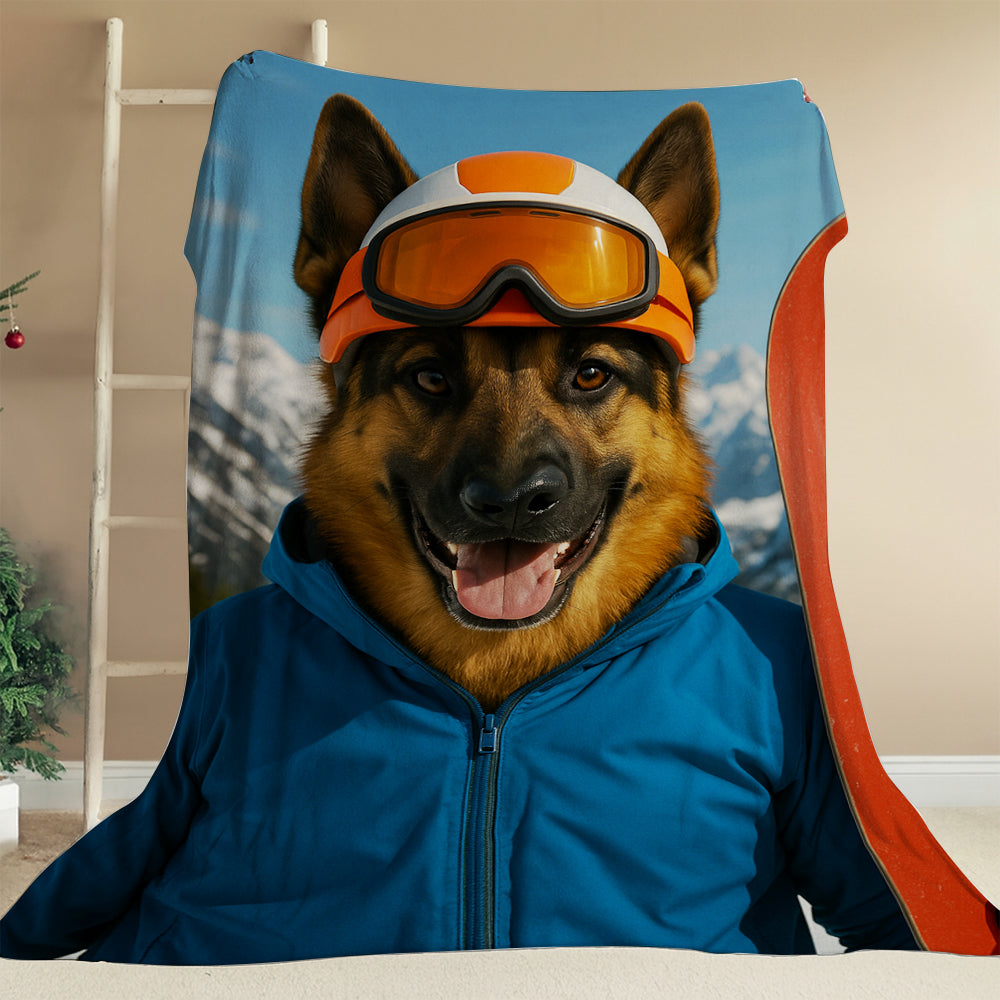 Custom Photo Snowboarder Dog BlanketGift For Dog Lovers
