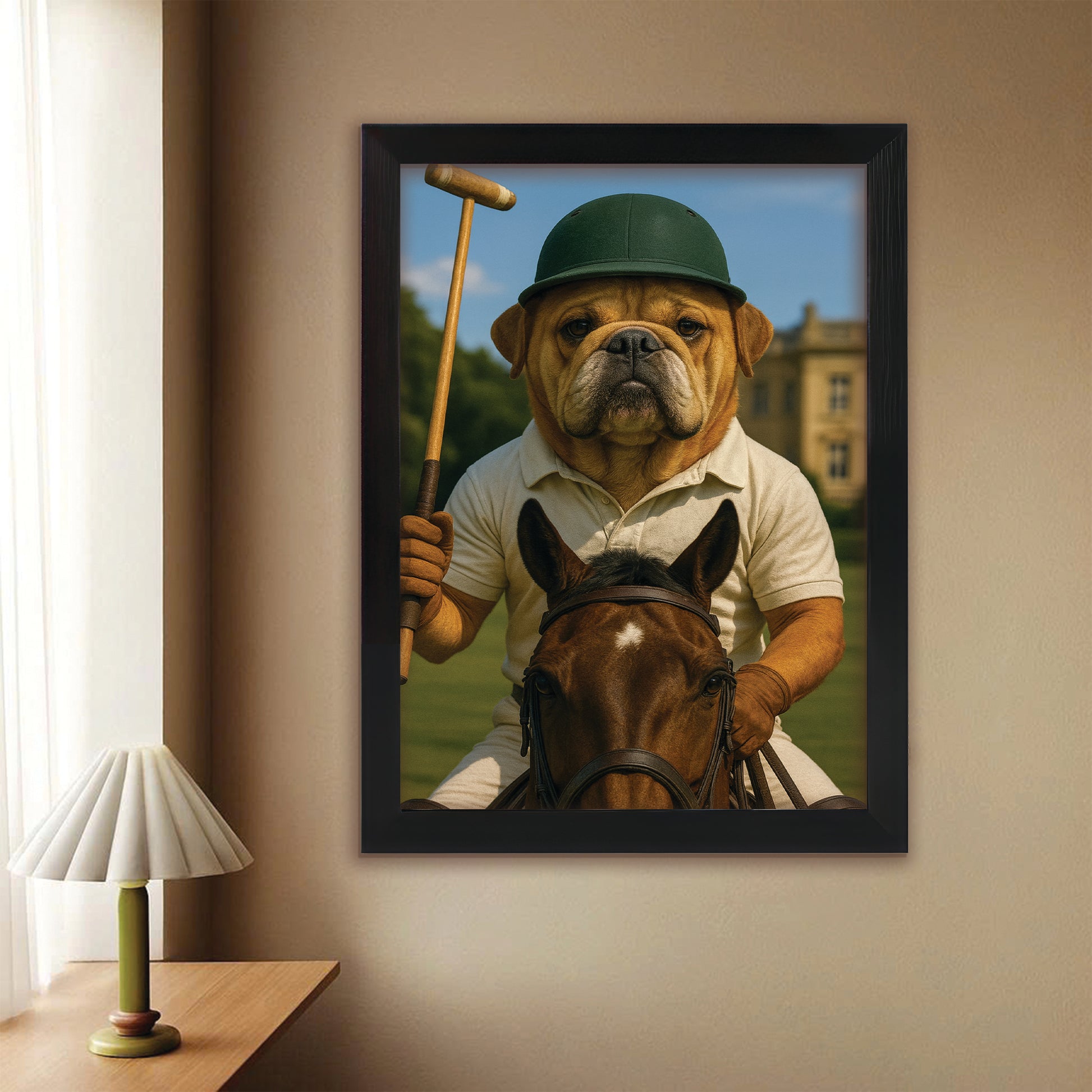 Custom Photo Polo Sport Dog Canvas Framed Wall Art Gift For Dog Lovers